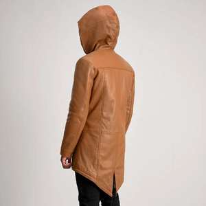 Manteau long en cuir élégant de qualité supérieure, léger, chaud pour l'hiver, fabriqué pour homme - Product Image 5