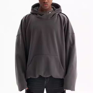 Sudadera con Capucha Unisex, Color Beige Sólido, Felpa Francesa, Estilo Casual, Bolsillo Frontal, Corte Regular, 100% Algodón, Bordada, Transpirable - Product Image 3