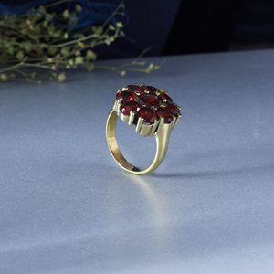 Garnet Cluster Bohemia Flower Design Rose Gold Plated Brass <b>Statement</b> <b>Ring</b> - Product Image 3