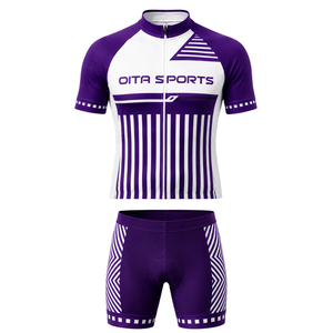 Purple White Custom <b>Cycling</b> Jersey <b>Shorts</b> Set <b>Short</b> Sleeve Full Zip Quick Dry <b>Padded</b> Bicycle Uniform Racing Training Sportswear - Product Image 1