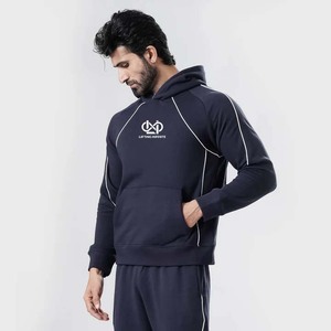 เสื้อฮู้ดพิมพ์ลาย Unisex รุ่น Lifting Infinite สีน้ำเงินเข้ม ทรงปกติ สวมใส่สบายๆ สำหรับฤดูใบไม้ร่วง ระบายอากาศได้ดี แห้งเร็ว ผ้าเฟรนช์เทอร์รี่ - Product Image 1