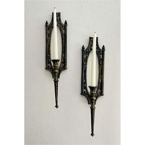 Handcrafted Metal Lily Flower <b>Wall</b> <b>Sconce</b> Double Arm Vintage Toleware Floral Leaf <b>Wall</b> Mount Candle Holder for French Country - Product Image 3