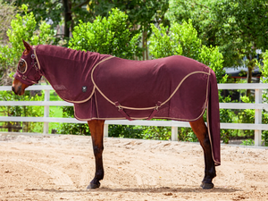 Couvertures pour chevaux en maille unie, confortables, durables, imperméables, en nylon et polyester, personnalisables, service OEM ODM, 2 pattes - Product Image 5