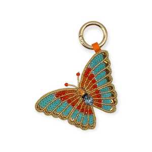 Porte-clés papillon perlé ombré orange et bleu - Product Image 1