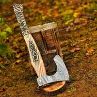 Hache de Viking artisanale forgée à la main en acier à haute teneur en carbone, fonctionnelle, avec manche en bois, pour l'extérieur, cadeau idéal