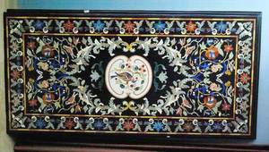 Exclusivo Tablero de Mesa de Mármol Negro con Incrustaciones, Diseño Rectangular de Pietra Dura, para Decoración del Hogar y Hoteles al Mejor Precio - Product Image 3