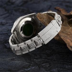 Montre automatique de luxe en acier inoxydable, sertie de diamants et de moissanite, mouvement suisse, résistante à l'eau, pour la vente en gros aux entreprises - Product Image 2