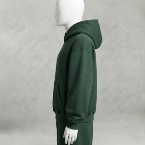 Ensemble de survêtement unisexe vert foncé imprimé 2-en-1 avec sweat à capuche et pantalon de jogging en coton uni, coupe ample, tenue décontractée respirante pour l'automne - Product Image 4