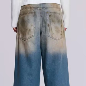 Pantalones anchos de estilo urbano para hombre, con bordado personalizado, vaqueros cargo de hip hop, pantalones anchos de marca OEM personalizados, lavados. - Product Image 2