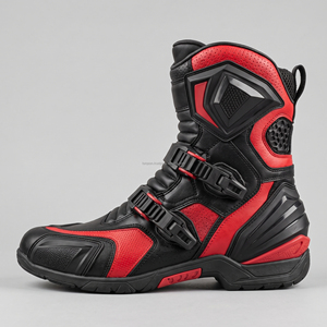 Botas Cortas de Motocicleta para Hombre, Botas de Cuero para Motociclistas, Impermeables, con Protección Reforzada en el Tobillo, Antideslizantes, para Exteriores - Product Image 2