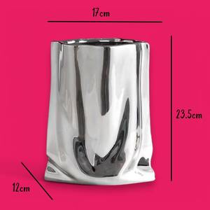 <b>Simple</b> Silver Metal Vase Ideal For Kitchen Counter Decor Office <b>Desk</b> Styling Living Room And Table Home Decorative Accent Piece - Product Image 6