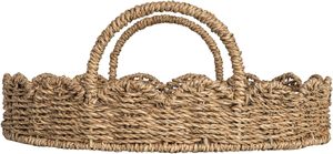 Hand Woven Seagrass Scallop Round <b>Tray</b> with 2 Handles Multifunction <b>Tray</b> Ecofriendly - Product Image 2