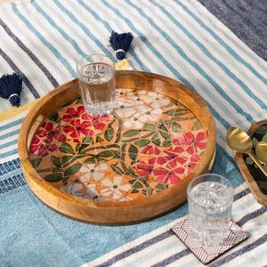 Bandeja de Madera Natural de la Mejor Calidad, Más Vendida, Duradera, Ecológica, para Servir, Decorativa, para Uso en el Hogar y la Cocina, con Estilo de Diseño - Product Image 1