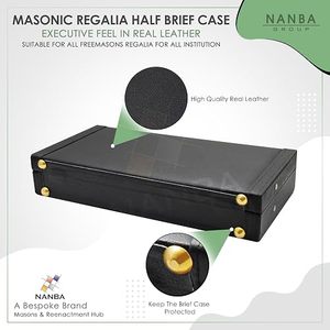 Maletín de Cuero Genuino Negro para Regalia Masónica, con Cerradura de Combinación Dorada, Bolsa de Almacenamiento Masónica con 5 Compartimentos - Product Image 6