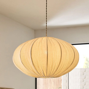 Handwoven Jute Pendant <b>Light</b>, Modern Boho Woven <b>Rope</b> Drum Lampshade, Eco-Friendly Fabric Hanging Ceiling Lamp for Dining Room - Product Image 5