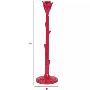 <b>Red</b> Rose Stem Candlestick Holder Iron Durable Home Decoration Valentine's Day - Product Image 2