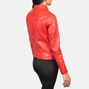 Chaquetas de Mujer, Chaqueta Roja de Cuero Genuino de Alta Calidad para Mujer, Chaqueta Bomber al por Mayor, Colores Personalizados con Logotipo, Cierre de Cremallera OEM - Product Image 5
