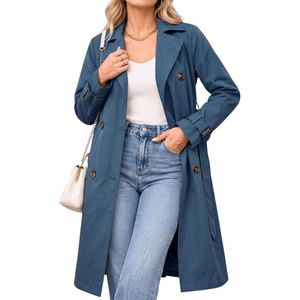 Manteau Trench Long Gris Fumé Personnalisé, Coupe Décontractée et Fluide, en Tissu Tissé Doux au Toucher, Vente en Gros, Respirant et Confortable - Product Image 5