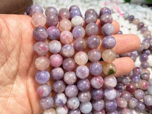 Perles de pierres précieuses rondes lisses en tourmaline fleur de prunier naturelle 6mm 8mm 10mm 12mm, perles en vrac pour la fabrication de bijoux, vente en gros - Product Image 5