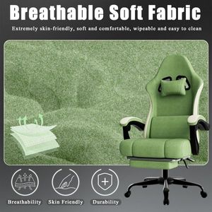 Sedia da Gaming Ergonomica con Cuscino a Molle Insacchettate, Poggiapiedi, Supporto Lombare Regolabile, Tessuto Traspirante e Resistente, Sedia da Computer - Product Image 5