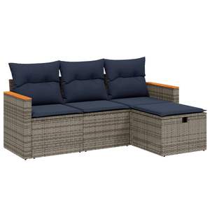 ชุดโซฟาลานบ้านหวายโพลีสีเทา 4 ชิ้นพร้อมเบาะรองนั่งโซฟาในสวน - Product Image 2