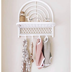 <b>Rustic</b> Sunburst Rattan wall-mounted <b>shelf</b> Long Woven Bamboo Floating Rack Baby Nursery Room Decorative Towel Coat Hanger Hook - Product Image 4