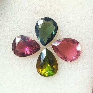 5.60 Carat Total Natural Pastel Multi-Color Mozambique Tourmaline Set 4-Piece Loose <b>7</b>×9 mm Pear Cut Calibrated Gemstones - Product Image 2