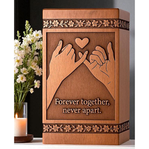 Hand Carved Wooden Cremation Urn: Heart & Hands Memorial Keepsake Memorial Keepsake by AYAANS - Product Image 3