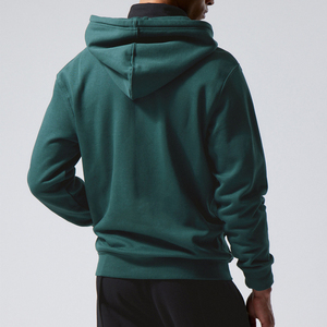 Sweat-shirt à capuche vert foncé pour homme, coupe classique, en molleton de coton, décontracté, hiver, poche brodée - Product Image 3