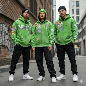 เสื้อฮู้ดดี้ปักลายสไตล์สตรีทแวร์ คุณภาพสูง ราคาถูก ปักลายตามสั่ง สีซีดแบบซันเฟด ซิปหน้า ใส่ได้ทั้งชายและหญิง - Product Image 2