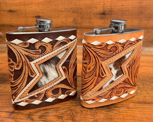 New Creation Factory Direct Wholesale Luxury 7oz Hand Tooled <b>Hip</b> <b>Flask</b> High Quality Cowhide <b>Hip</b> <b>Flask</b> & Funnel for Wine Whiskey - Product Image 5