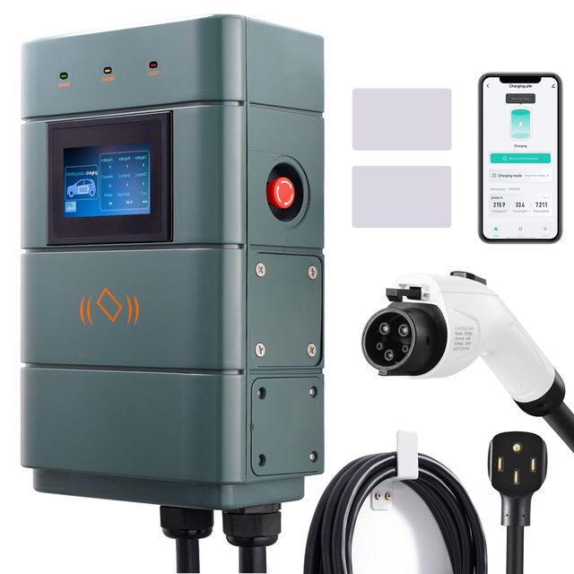 Level 2 Smart EV Charger 240V NEMA14 50 Plug 0-48A Adjustable 7-11KW Output Power 11.5 kW 240V 24-Foot TP for Electric Vehicles