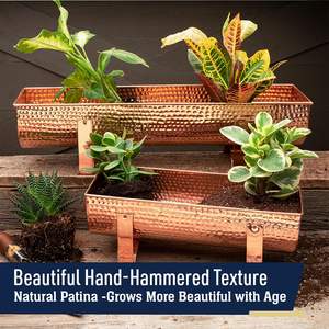 Jardinière élégante en cuivre pour fenêtre, intérieur/extérieur, pot de fleurs de jardin, cuivre massif, résistant à l'eau, écologique - Product Image 4