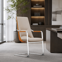 Chaise de bureau de direction moderne à dossier haut avec base en forme de traîneau chromée et accoudoirs fixes