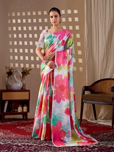 Tela de Chifón con Estampado Floral, Poliéster Tejido, Material para Vestidos, Textil Teñido Liso para Bodas Indias y Pakistaníes, Graduaciones, Diwali - Product Image 5
