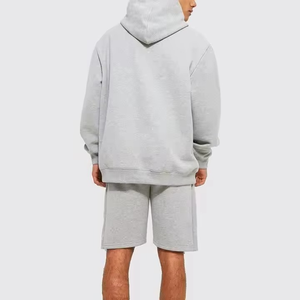 Conjunto Casual de 2 Piezas para Hombre, Sudadera con Capucha y Pantalones Cortos de Felpa de Algodón de Color Sólido, Ropa de Verano - Product Image 4
