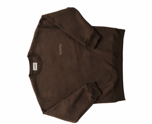 Custom Unisex Chocolate <b>Brown</b> Oversized Crewneck Sweatshirt Vintage Washed Heavyweight <b>Fleece</b> Tonal 3D Embroidered Logo Private - Product Image 1