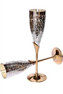 VISHAL HANDICRAFT Ensemble de 2 gobelets à vin rouge classiques décoratifs en laiton doré antique, capacité de 250 ml, logo personnalisé, cadeaux d'affaires - Product Image 6