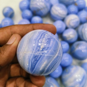 Blue Lace Agate Sphere Polished Gemstone <b>Crystal</b> <b>Ball</b> for Home Decor and Gifts Wholesale Collectible Striped Pattern <b>Ball</b> - Product Image 4