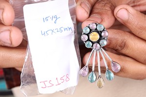 Boucles d'oreilles pendantes tendance en laiton oxydé avec pierre œil-de-chat colorée, motif floral rond, bijoux pour femme, cadeau, vente en gros - Product Image 2