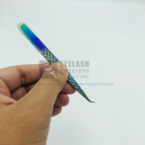Pince à épiler pour extensions de cils en acier inoxydable de haute qualité 7 mm, testée à la main, logo personnalisé, angle de 90 degrés, pince à épiler pour cils volumineux - Product Image 6