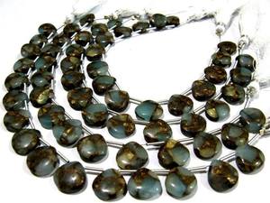 Perles grises turquoise en forme de cœur, lisses et unies, taille 12 mm, couleur gris dégradé, brin de 8 pouces de long, vendu - Product Image 4