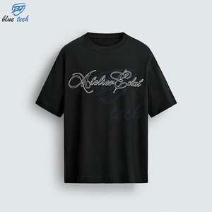 T-shirt noir surdimensionné de qualité supérieure, en coton 100 %, avec broderie personnalisée, conçu pour les marques de streetwear modernes. - Product Image 3