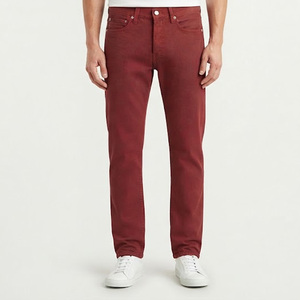 Pantalones Vaqueros Rojos de Corte Recto y Ajuste Regular, de Algodón de Peso Medio, Casuales para Hombre, Estilo Invernal, de Secado Rápido, Lavado Medio - Product Image 3