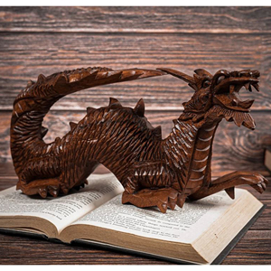 Sculpture de dragon en bois traditionnelle pour la maison, figurine de dragon en bois, décoration Feng Shui, statue de dragon sculptée de qualité supérieure, fabricant - Product Image 1