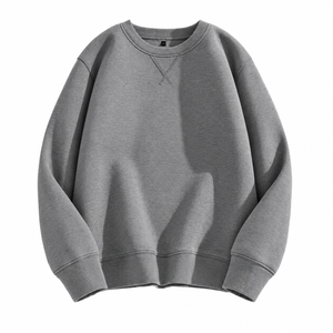 Sweat-shirt épais pour homme, col rond, manches longues, en molleton bouclé, coupe courte, style streetwear, pour l'hiver, OEM ODM, faible MOQ, commande en gros - Product Image 1