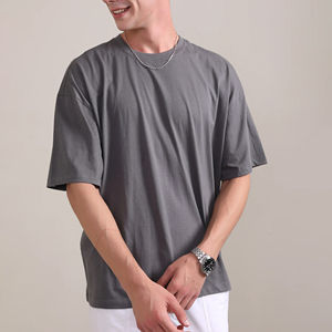 2026 Ballot de vêtements usagés, T-shirt oversize pour hommes grands et robustes, uni, à manches courtes, respirant, 100% coton - Product Image 4