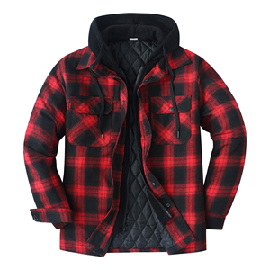 Sweat-shirt à capuche vintage pour homme, doublure en flanelle à carreaux, fermeture éclair, décontracté, ample, manches longues, multicolores, en flanelle - Product Image 1