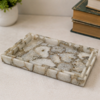 Plateau de rangement rectangulaire en marbre, design moderne, accessoire de table intérieur durable