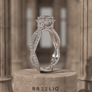 Round Diamond Halo Engagement Ring Yellow Gold Infinity Twist Band Vintage Style <b>Bridal</b> Wedding Proposal Jewelry - Product Image 2